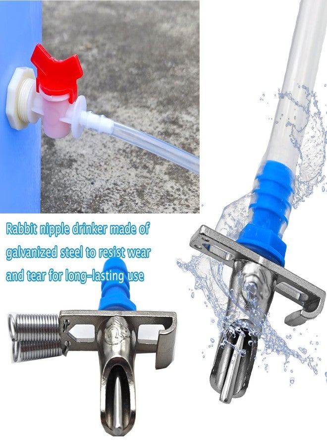 CHENGLAI Automatic Rabbit Watering System Kit Include 15 Nipple Drinker Feeders, 20ft Hose, Watering System Bucket Connector, Hole Opener, 6 Spring Latches for Rabbit Cage Doors - Image 4